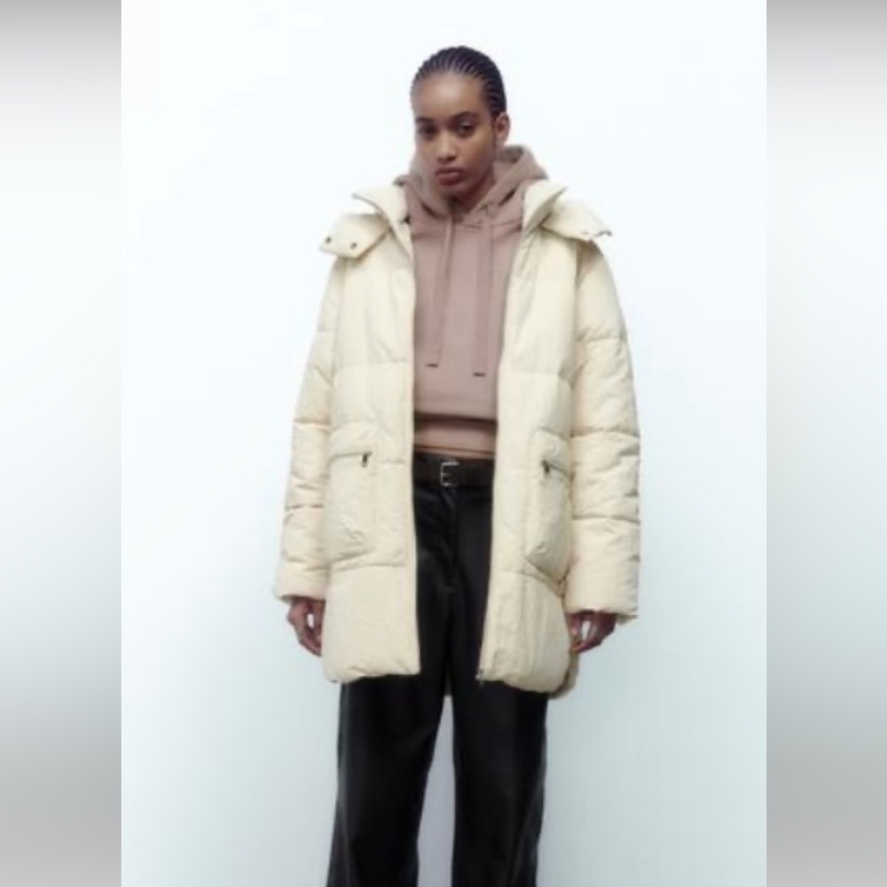 Zara Cream Puffer Jacket